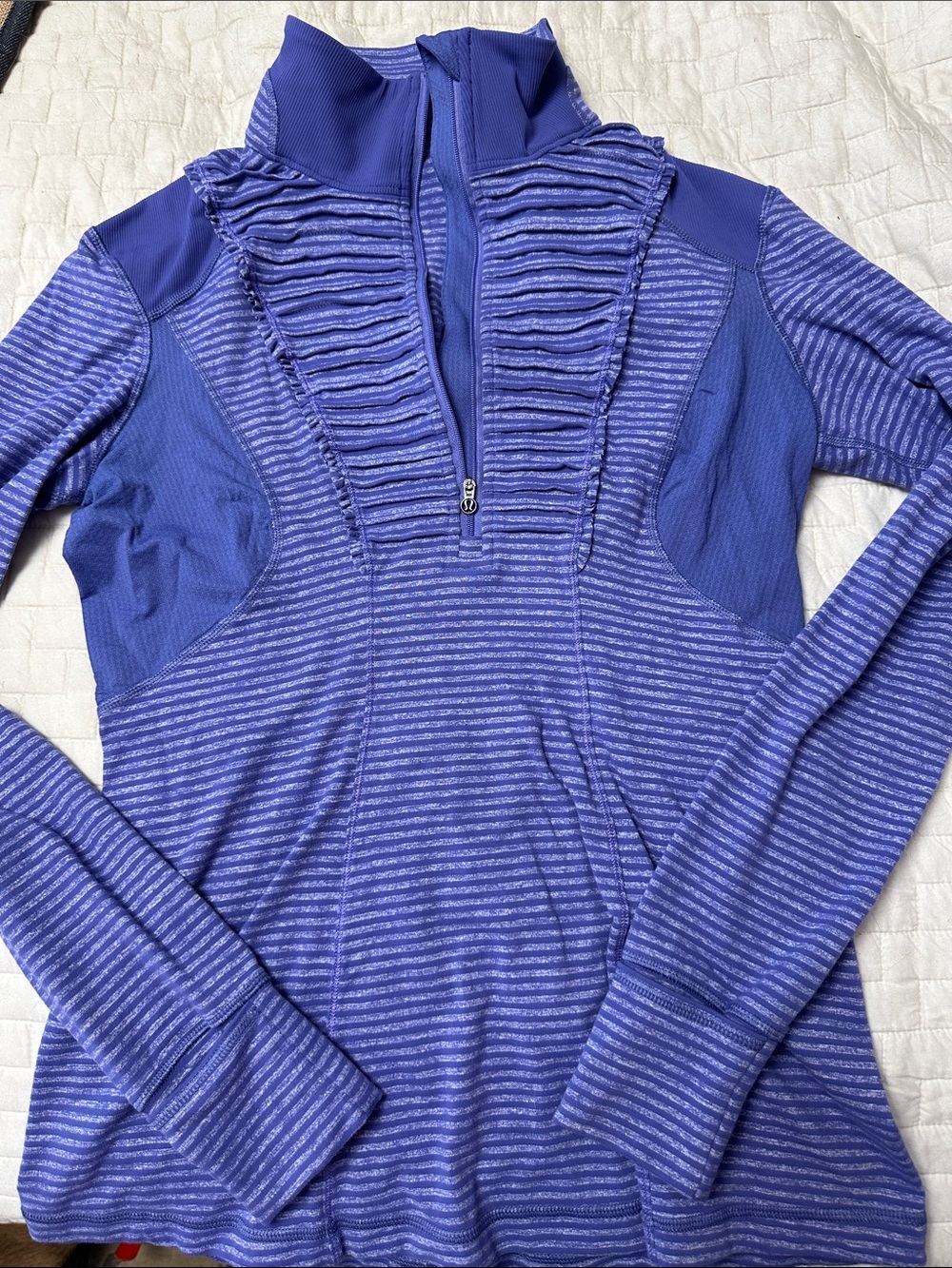 Lululemon Purple Striped Quarter-Zip Athletic Top